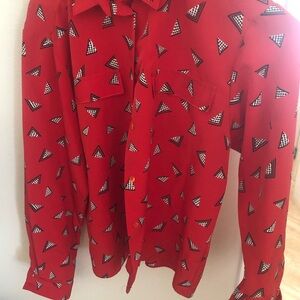 Women's Alexon 12P  Red Geometric Button-Down Shirt